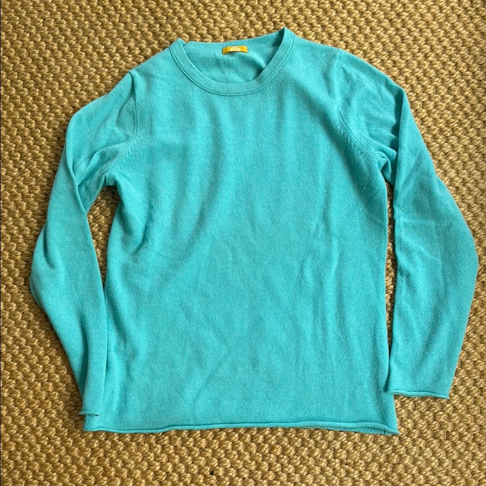 J. Crew Blue Cashmere Crewneck Sweater Knit Casual